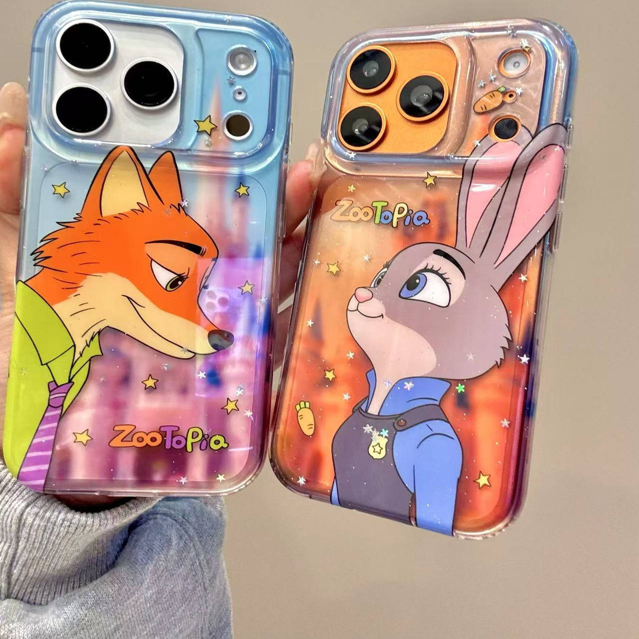 卡通可爱浅蓝星星尼克朱迪适用于iphone17promax苹果16p手机壳15p童趣创意搞怪新款防摔保护壳