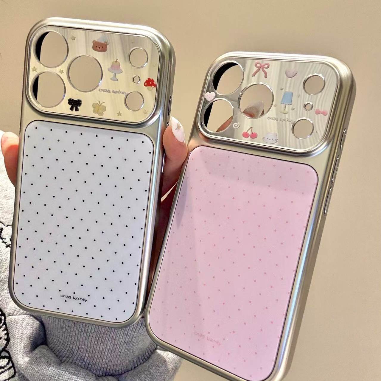 萌系可爱蝴蝶结波点小熊镜框适用于iphone17promax苹果16手机壳15小众简约设计感防摔保护壳,3C数码配件,手机保护套/壳,淘宝优惠券,粉丝福利购,淘宝优惠卷