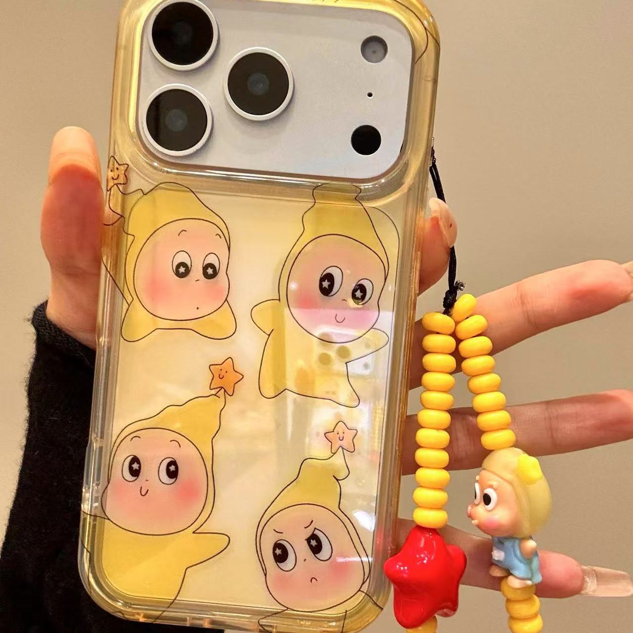 可爱透黄底不同表情星星宝宝适用于iphone17promax苹果16手机壳15可爱卡通童趣创意新款防摔