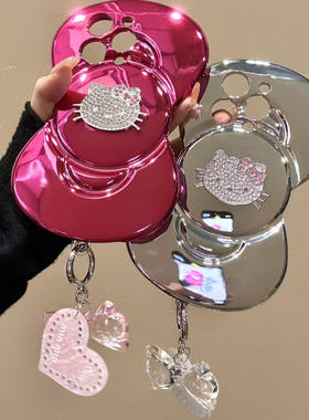 创意电镀大蝴蝶结镶钻可爱猫咪适用于iphone16prom苹果15手机壳14满满少女心软萌甜美童趣