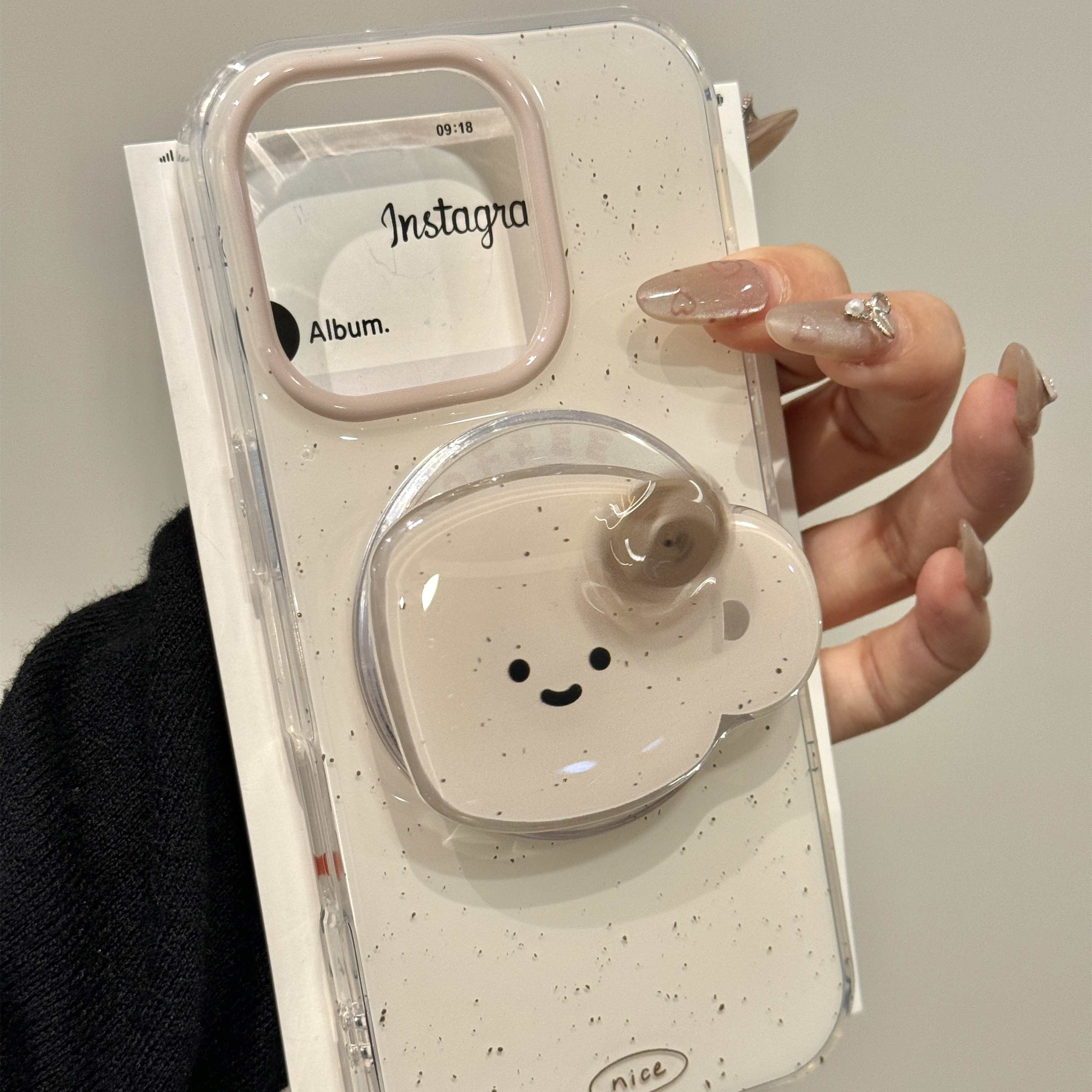 韩系可爱泼墨咖啡杯适用iphone16promax苹果15pro手机壳14磁吸13