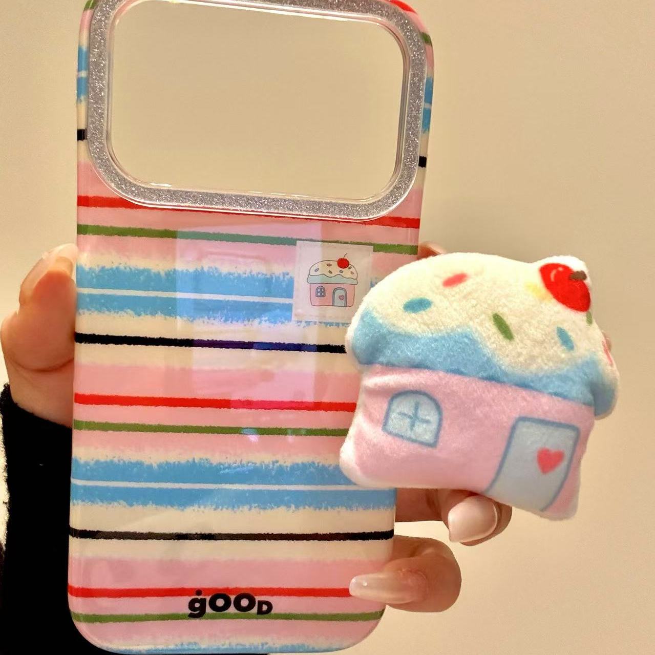 治愈系可爱彩色涂鸦条纹插图小屋适用ihone17promax苹果16p手机壳唯美小清新创意防摔保护壳