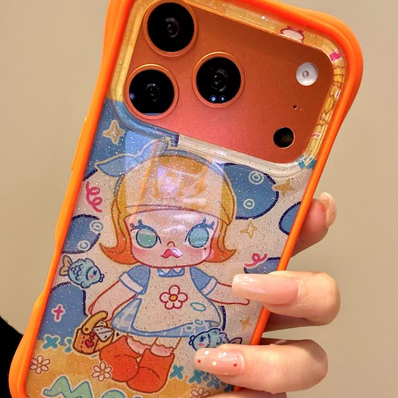 甜美可爱小鱼蓝裙奈良美智适用ihone17promax苹果16p手机壳15新款小众简约设计感防摔保护壳