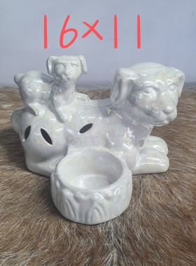 七彩白色百财聚来狗工艺品摆件客厅书桌餐桌生日礼物微瑕介意勿拍
