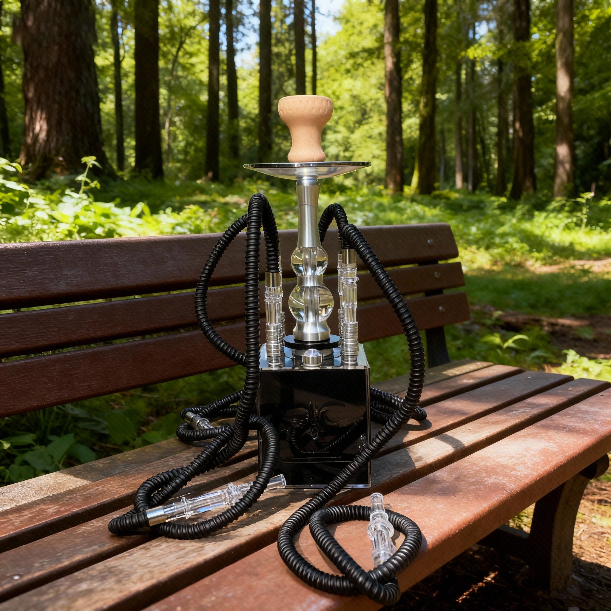 带灯水烟壶全套阿拉伯水烟家用露营四管玻璃优质烟筒水果味大烟雾