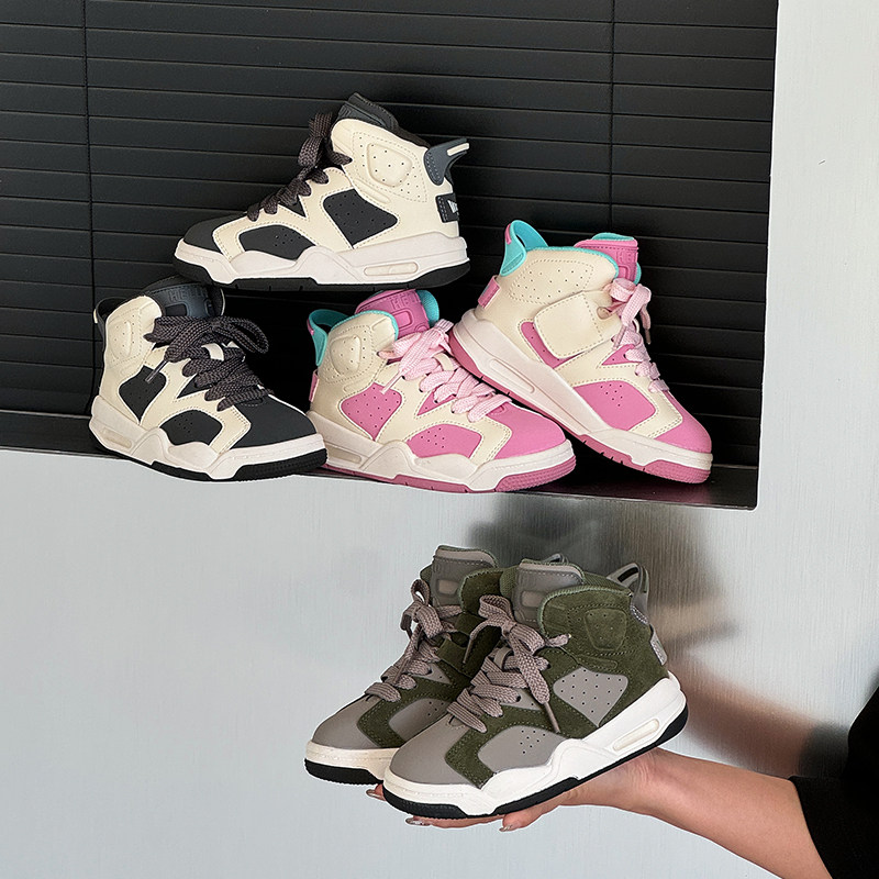 女童运动鞋2026春秋新款男童高帮跑步鞋儿童透气篮球鞋中童休闲鞋