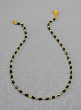 优雅简约项链锁骨链黄铜镀金串珠