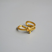 欧美冷淡Celi风时尚 简约潮人气质金色打结开口质感戒指黄铜镀金女