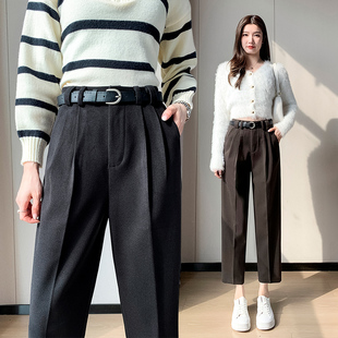 子女秋冬季 烟管裤 新款 小个子哈伦小脚萝卜裤 西裤 实拍毛呢马丁靴裤