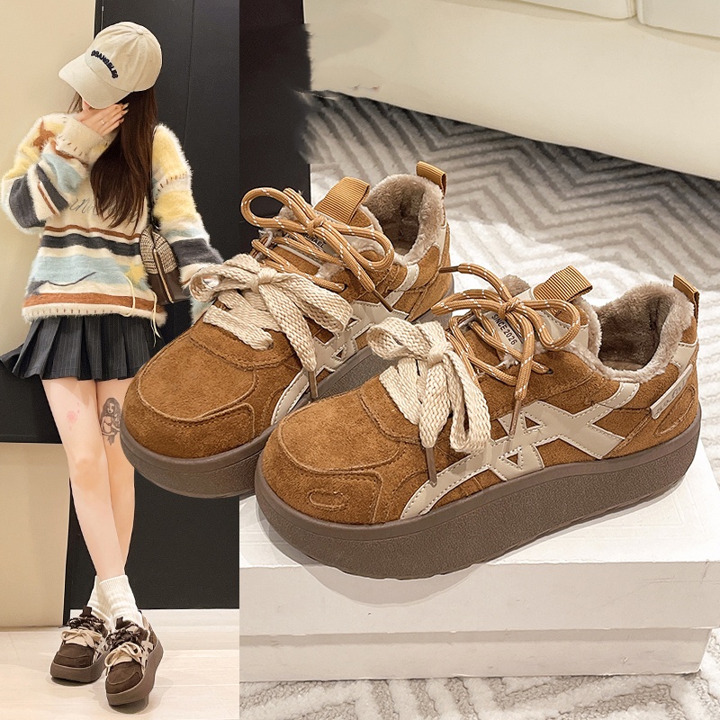 德训鞋加绒保暖棉鞋板鞋