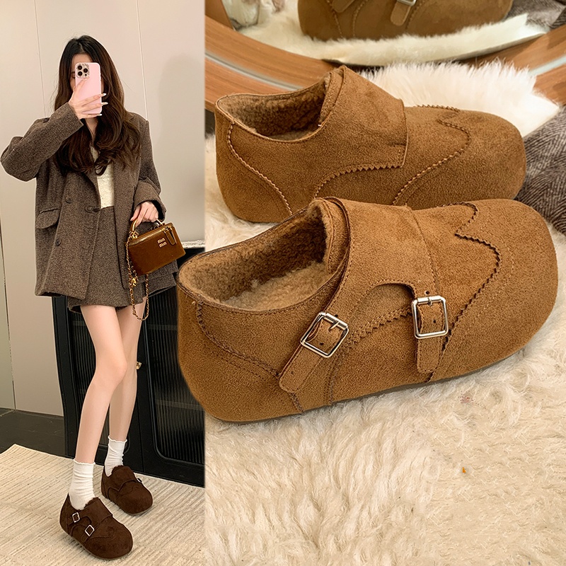 复古反绒加绒勃肯鞋女内增高