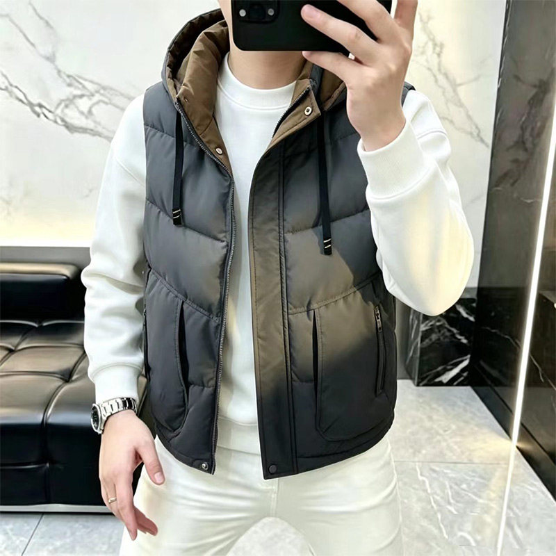 连帽可脱卸棉马甲男外穿加厚保暖背心坎肩外套上衣