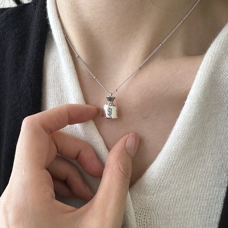 槐序HX【小钱袋系列】925纯银美金袋项链女韩版小众个性ins锁骨链