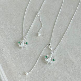 槐序HX【玉髓系列】S925纯银葫芦祥云项链女新中式百搭平安锁骨链