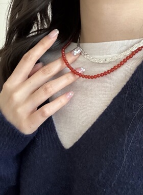 槐序HX【天然红玛瑙系列】925纯银项链女ins博主同款叠戴百搭项链