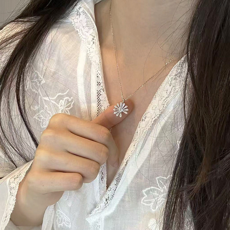 槐序HX【花朵系列】925纯银小雏菊项链女ins风精致轻奢气质锁骨链