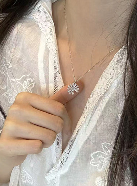 槐序HX【花朵系列】925纯银小雏菊项链女ins风精致轻奢气质锁骨链