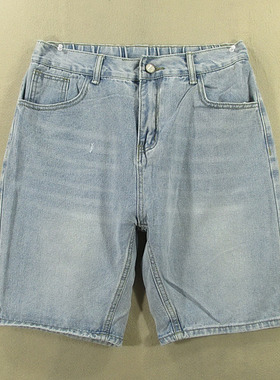 牛仔中裤五分裤男30码宽松紧腰短裤夏款全新品R109/38534-12