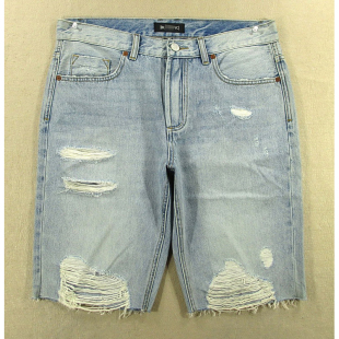 纯棉破洞修身 外单样版 8235 五分裤 S208 男32码 包邮 牛仔中裤 KHCO