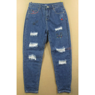 外单名牛破洞萝卜裤 复古年春夏新款 纯棉 H401 牛仔裤 9082 女