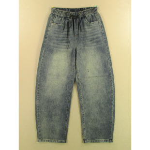 慵懒风阔腿裤 美式 弯刀裤 宽松直筒松紧腰W307 牛仔裤 6802 男32码