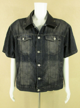 牛仔衣男欧版嘻哈风宽松春夏秋季短袖上衣ins潮L207/98585*16