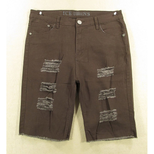 破洞弹力修身 夏裤 2212 五分裤 P103 男32码 包邮 牛仔中裤 子KHCO