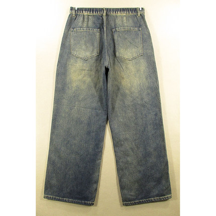 牛仔裤男美式潮流加厚慵懒风嘻哈滑板阔腿裤松紧腰A413/9586*01