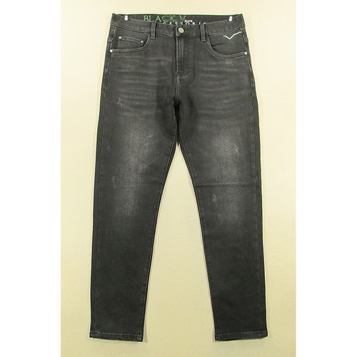 牛仔裤男厚实弹力修身小脚裤SKINNY黑色长裤子全新品H203/9509-17