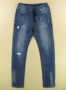 牛仔裤男32码针织弹力修身小脚裤松紧腰加长外单S401/68501-10