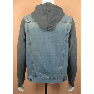 连帽牛仔衣男夹克外套马夹靓仔拼色秋冬潮流劳动服/J406/68283*23