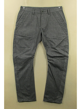 弯刀休闲裤男32码修身小脚裤子外单补丁全新品F108/05502-06