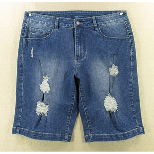 牛仔中裤 短裤 包邮 1910 洗水KHCO特价 U107 破洞弹力修身 男32码
