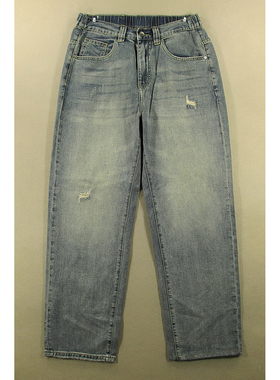 牛仔裤男老爹裤宽松破洞松紧腰劳动服长裤子全新品*J208/59512-05