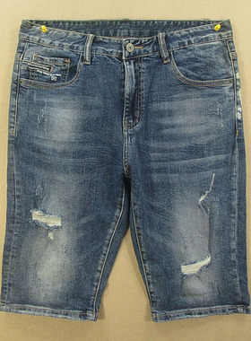 牛仔中裤五分裤男30码 弹力修身破洞外单*特价包邮N102/2305-07