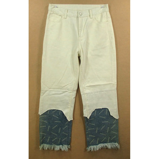 宽松直筒拼接撞色纯棉 特价 包邮 牛仔裤 8058 女28码 V203 九分裤