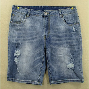 牛仔中裤 五分裤 男32码 包邮 W202 弹力破洞宽松KHCO特价 2616