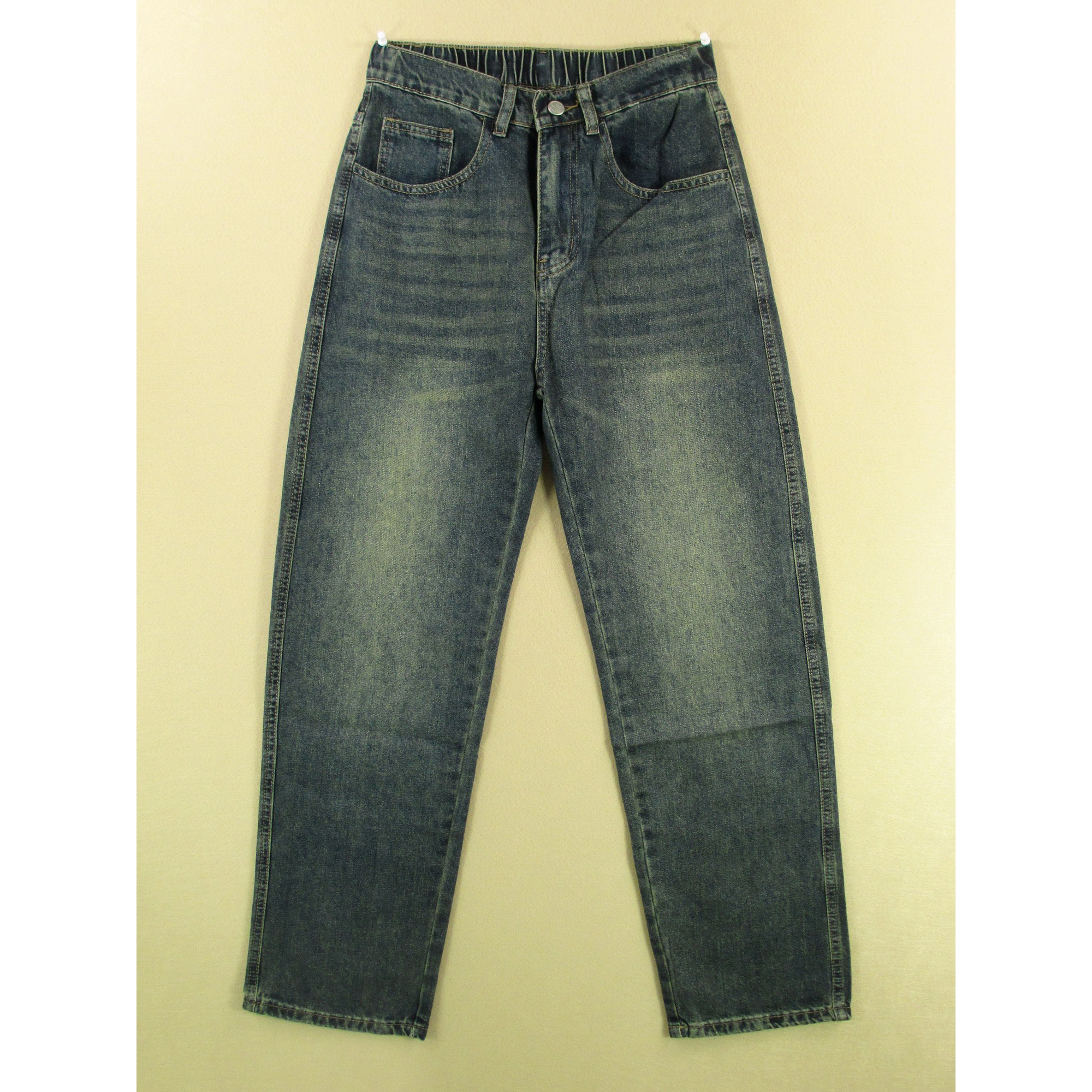 牛仔裤男美式慵懒风阔腿裤新款松紧腰复古宽松直筒A306/0581*03