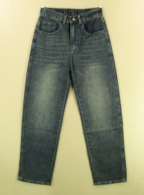 牛仔裤男美式慵懒风阔腿裤新款松紧腰复古宽松直筒A307/0581*03