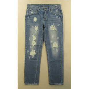 直筒乞丐裤 子 3354 女28码 DH201 纯棉破洞修身 包邮 牛仔裤 特价