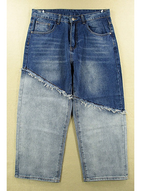 牛仔裤男美式嘻哈滑板裤透气潮牌复古宽松阔腿老爹裤W313/6983*02