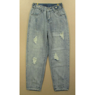 松紧腰老爹裤 破洞宽松高腰特价 包邮 牛仔裤 9357 24码 Q201 女23