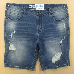 弹力破洞大码 外单肥佬裤 包邮 牛仔中裤 9012 男42码 H102 五分裤