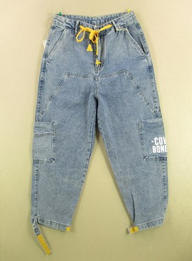 牛仔裤男29码多兜萝卜裤宽松薄款束脚KHCO长裤子S401/68501-16