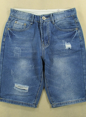 牛仔中裤五分裤男破洞修身短裤乞丐夏款全新品*J209/59534-04