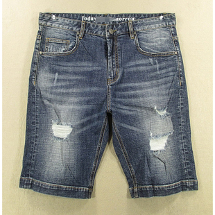 破洞弹力修身 外单夏款 5231 五分裤 R206 男32码 包邮 牛仔中裤 KHCO