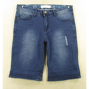 破洞弹力修身 夏裤 5233 五分裤 S102 男32码 包邮 牛仔中裤 子KHCO