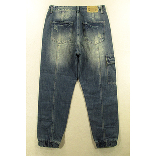 牛仔裤男欧版多兜工装复古厚实宽松束脚裤哈伦裤Z303/68285*01