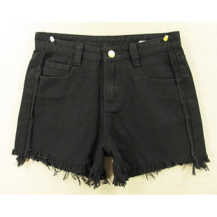 牛仔短裤 热裤 女24码 包邮 K201 黑色纯棉流苏拉毛KHCO特价 8654