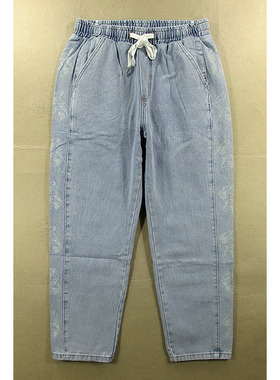 11*0682/H501牛仔裤男欧版松紧腰柔软透气宽松萝卜老爹裤哈伦裤